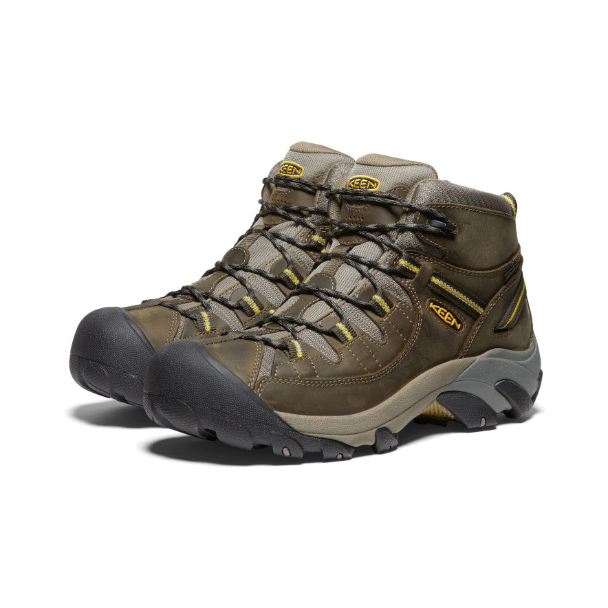 Men's Targhee II Mid Waterproof Hiking Boots Black Olive/Yellow - Image 2