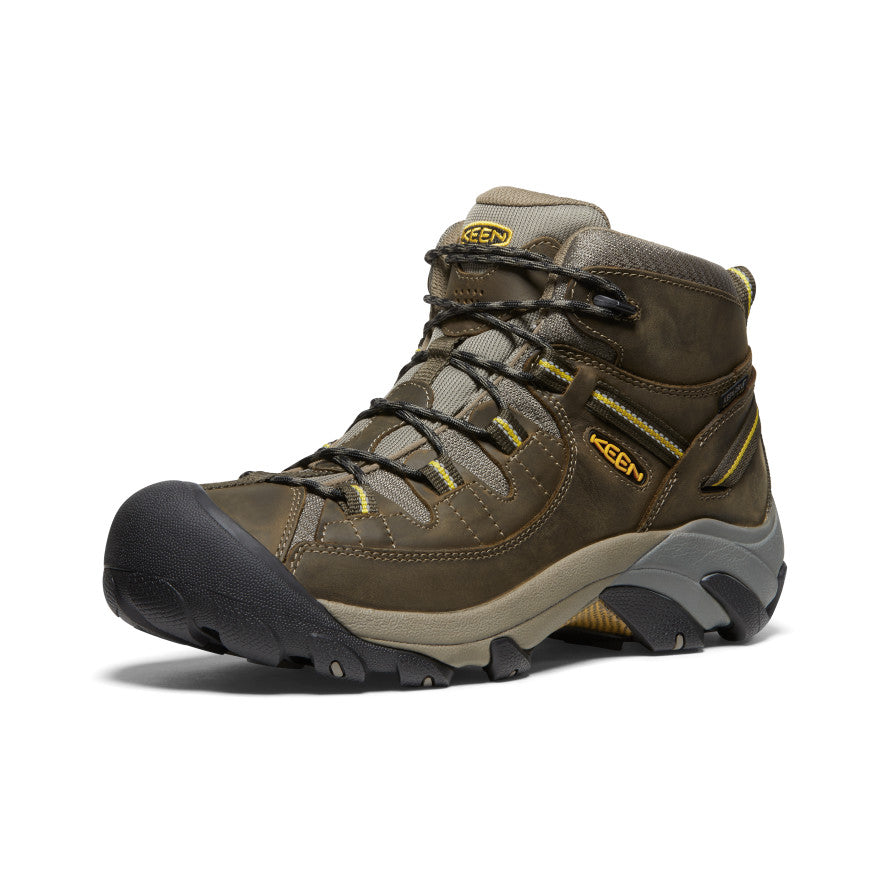 Men's Targhee II Mid Waterproof Hiking Boots Black Olive/Yellow - Image 3